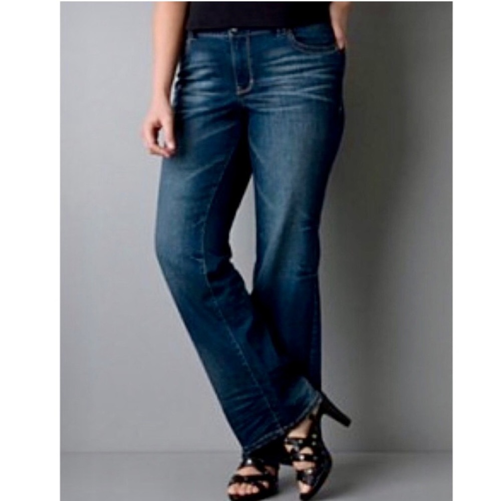 Lane Bryant Distinctly Bootcut Jeans Distressed 14